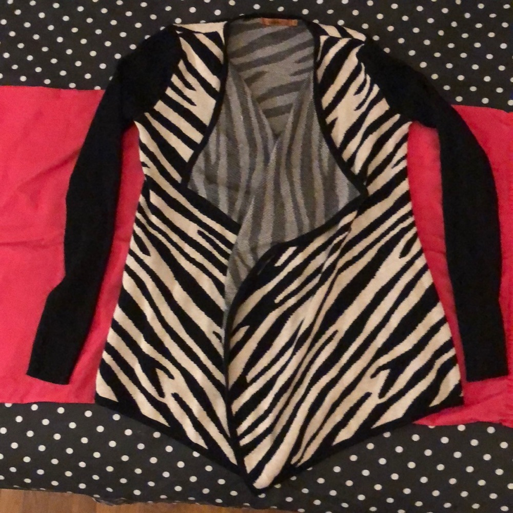 Sweater, wrap-around zebra print. Never worn.